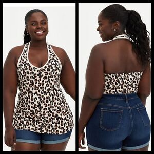 6X 30W Leopard Foxy Halter Top Torrid Stretch Fitted NWT Tank Plussize Tank knit